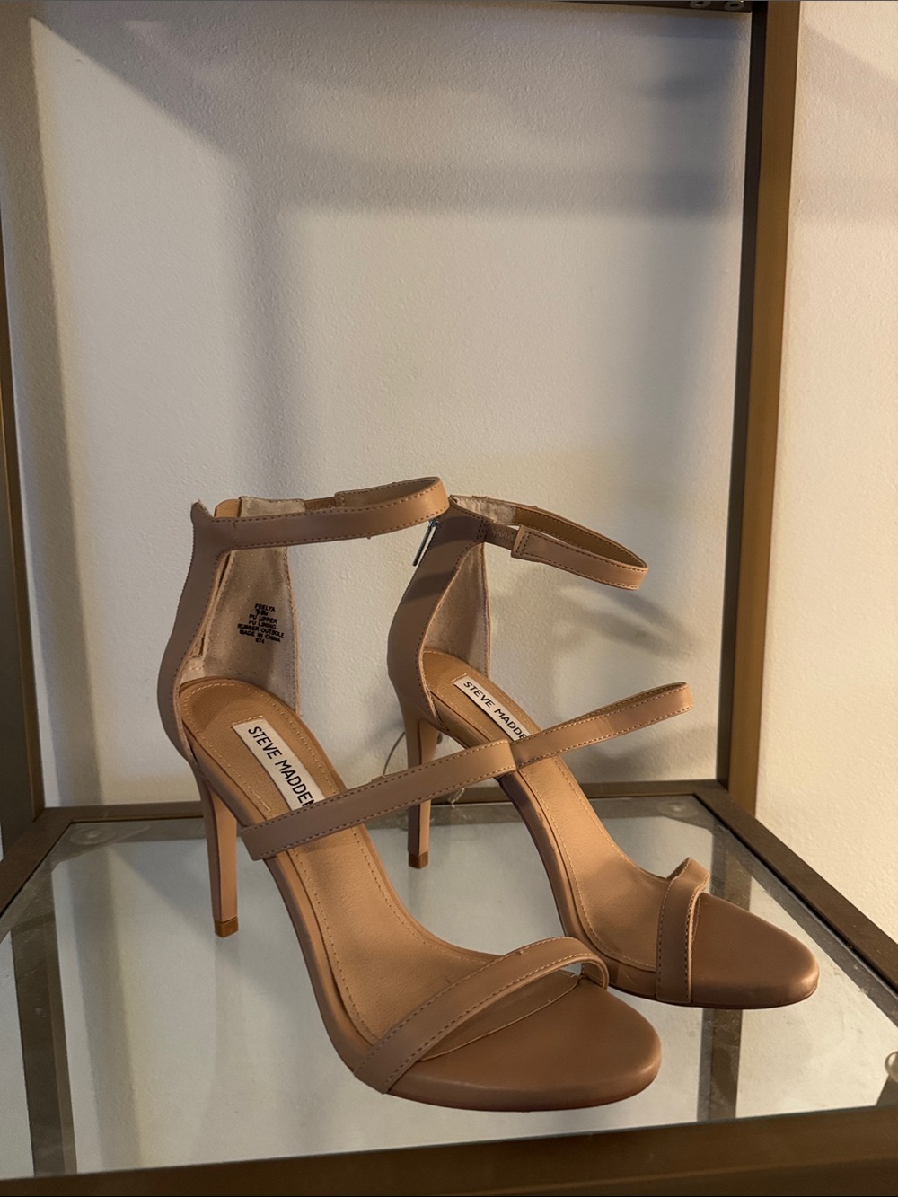 Steve Madden Nude Strappy Ankle Strap Stiletto Heels size 7.5